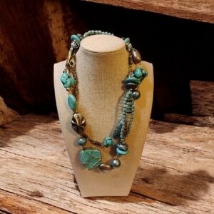 Statement  Handcrafted Neklace Turquoise Style